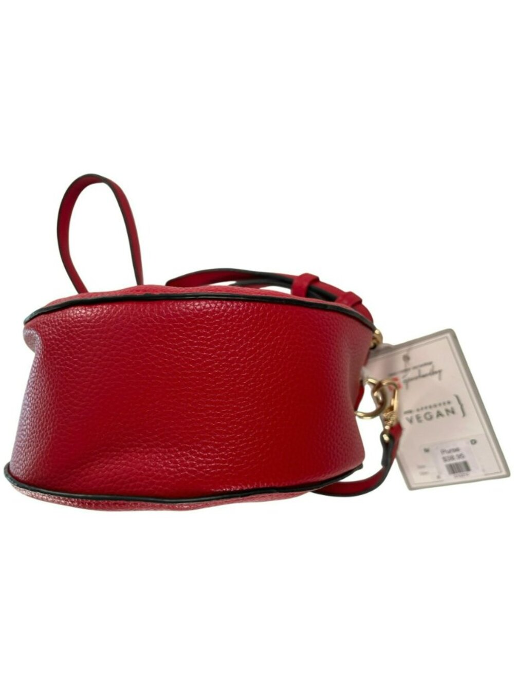 Jen & Co. Bag Lilibet Red Vegan Leather Clear Circle Crossbody With Gold NEW - Picture 6 of 6